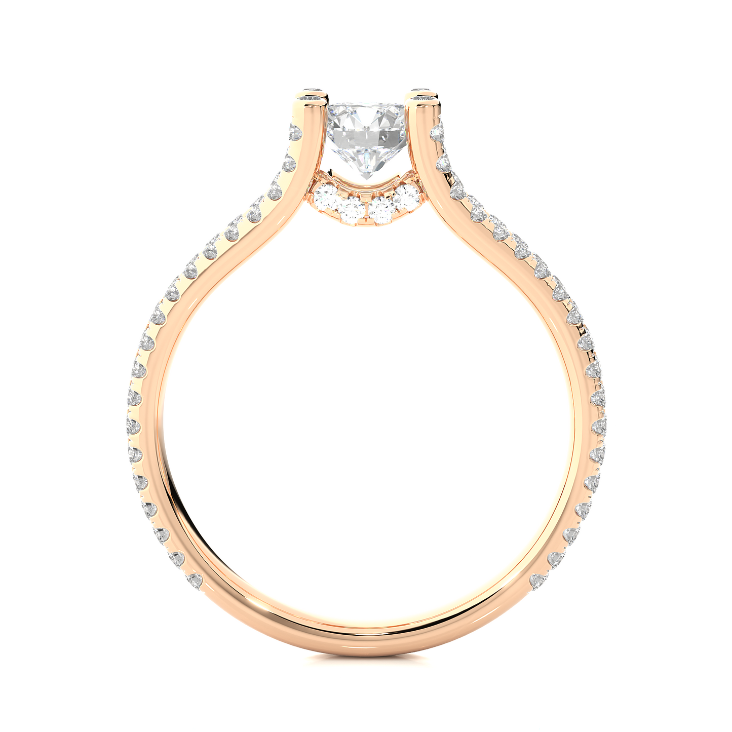 Round 1.08 Ct Cut Lab Grown 14k Solid Rose Gold Diamond Unique Split Shank Diamond Ring For Women's - HIGHCARAT DIAMONDS