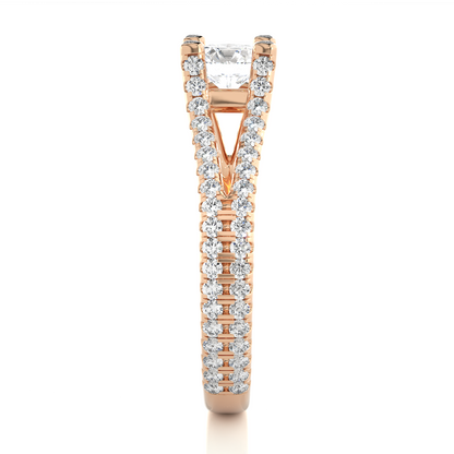 Round 1.08 Ct Cut Lab Grown 14k Solid Rose Gold Diamond Unique Split Shank Diamond Ring For Women's - HIGHCARAT DIAMONDS