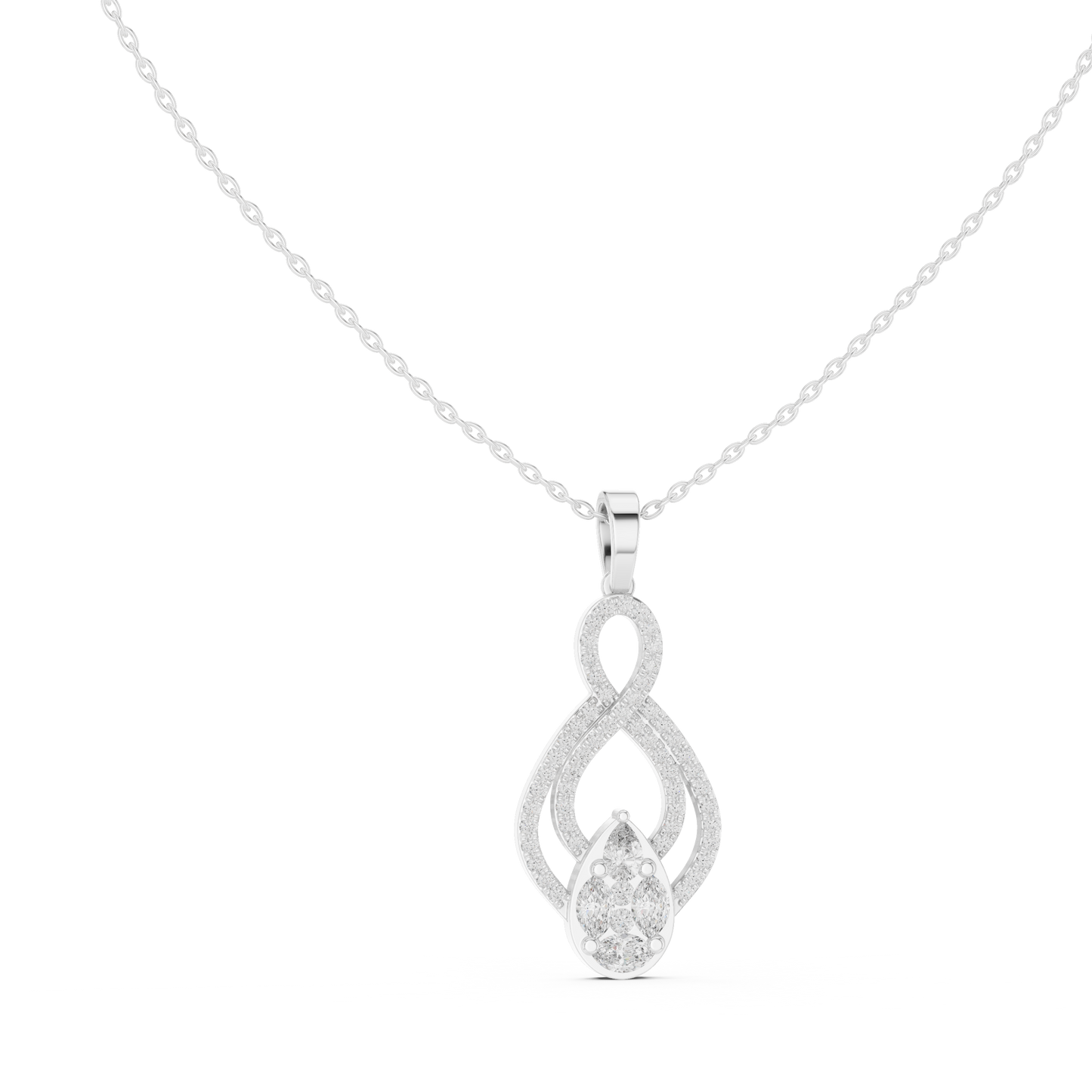Pear, Round, & Marquise Drop Vintage Elegance Diamond Pendant For Women Daily Wear - HIGHCARAT DIAMONDS