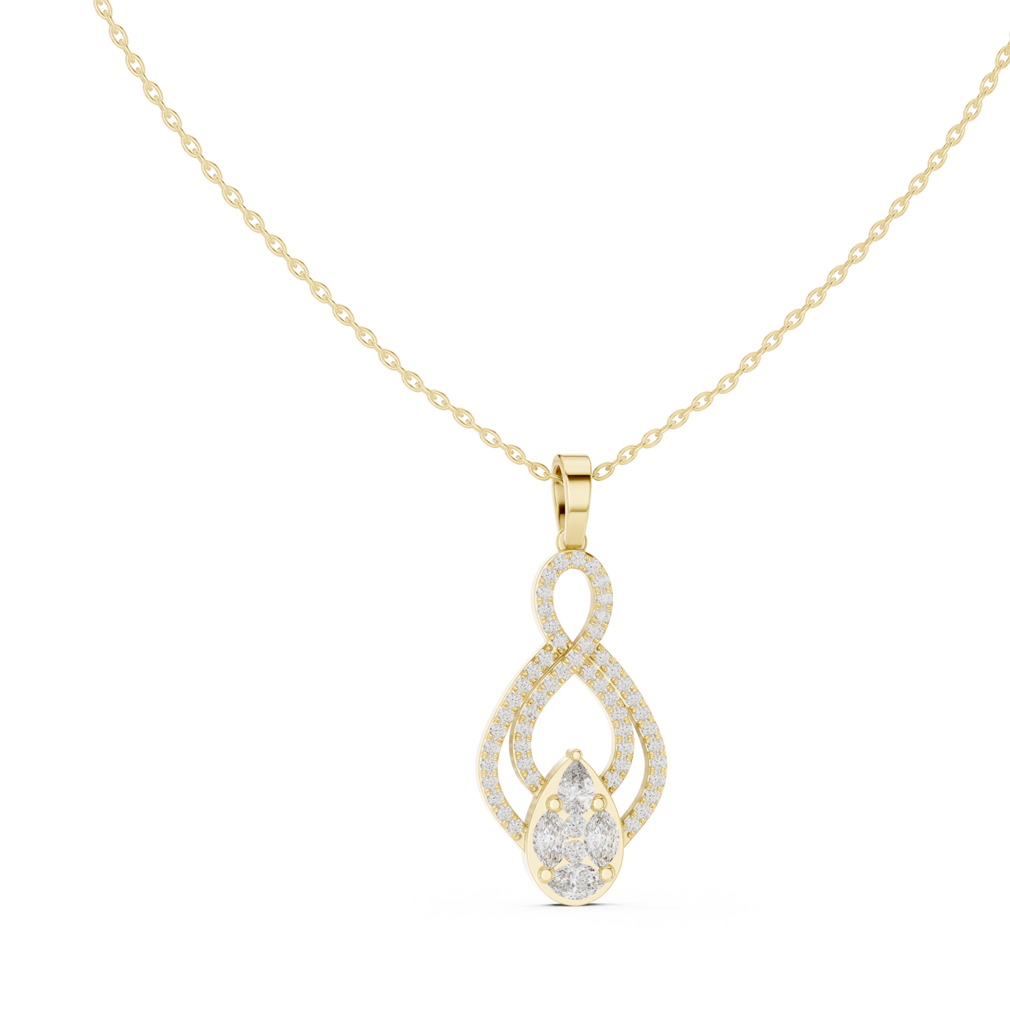 Pear, Round, & Marquise Drop Vintage Elegance Diamond Pendant For Women Daily Wear - HIGHCARAT DIAMONDS