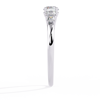 Round And Baguette Cut Lab Grown Diamond Stunning Perfect Every Day 5 Stone Ring For Her