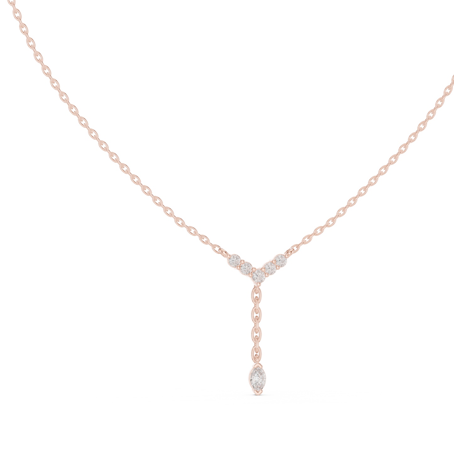 Round & Marquise Six Stone Lab Grown- Natural Full Sparkling Stunning Diamond Pendant For Women - HIGHCARAT DIAMONDS