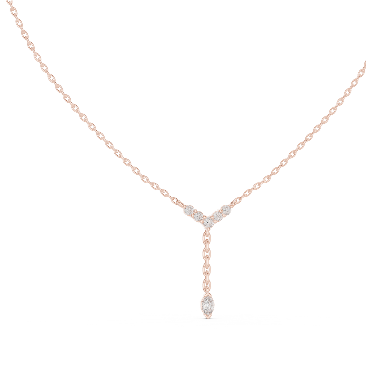 Round & Marquise Six Stone Lab Grown- Natural Full Sparkling Stunning Diamond Pendant For Women - HIGHCARAT DIAMONDS