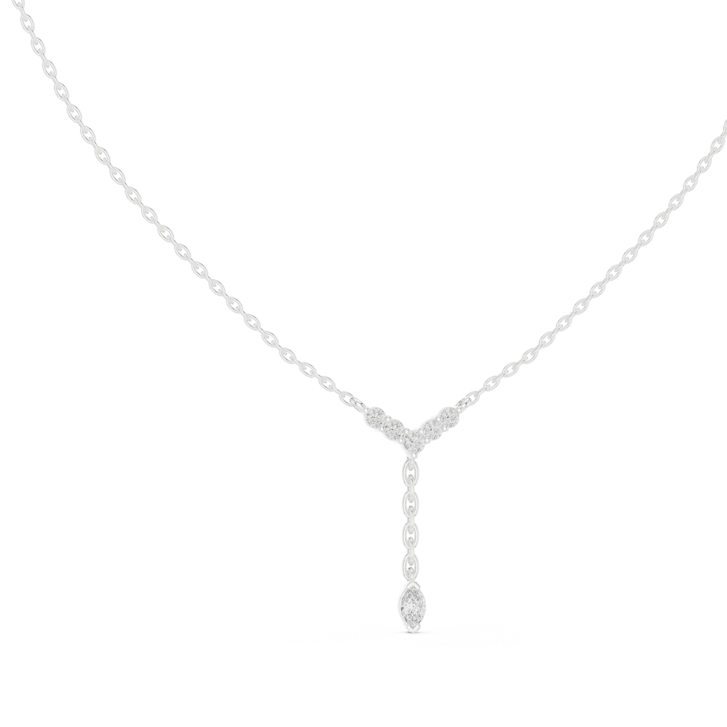 Round & Marquise Six Stone Lab Grown- Natural Full Sparkling Stunning Diamond Pendant For Women - HIGHCARAT DIAMONDS