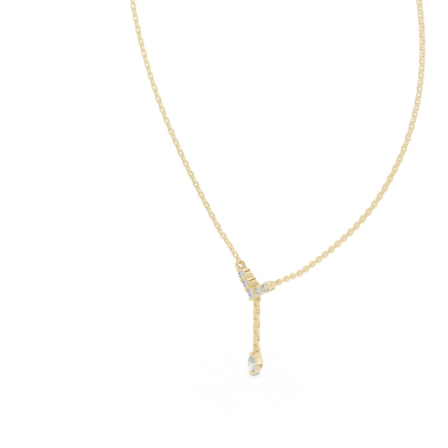 Round & Marquise Six Stone Lab Grown- Natural Full Sparkling Stunning Diamond Pendant For Women - HIGHCARAT DIAMONDS