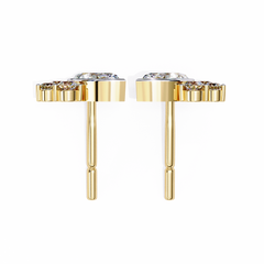 Round And Marquise Cut Top Grade Daimond Unique Bezel Set Elegance Timeless Vintage Dainty Stud Earring - HIGHCARAT DIAMONDS