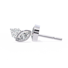Round And Marquise Cut Top Grade Daimond Unique Bezel Set Elegance Timeless Vintage Dainty Stud Earring - HIGHCARAT DIAMONDS