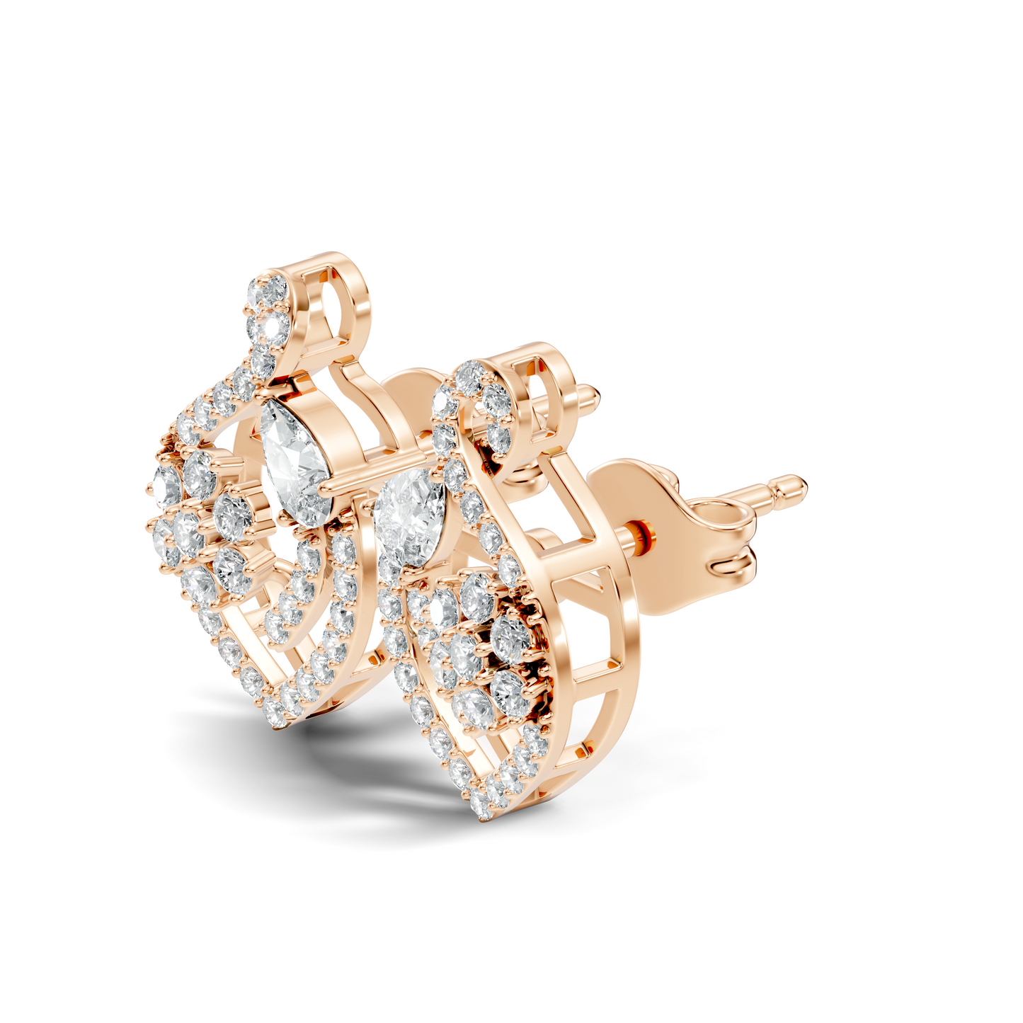 Pear & Round Shape 14k Solid Gold  Lab Grown- Natural Diamond Earrings For Daily wear For Women - HIGHCARAT DIAMONDS