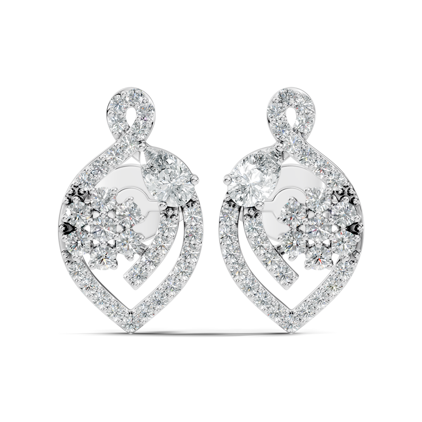 Pear & Round Shape 14k Solid Gold  Lab Grown- Natural Diamond Earrings For Daily wear For Women - HIGHCARAT DIAMONDS