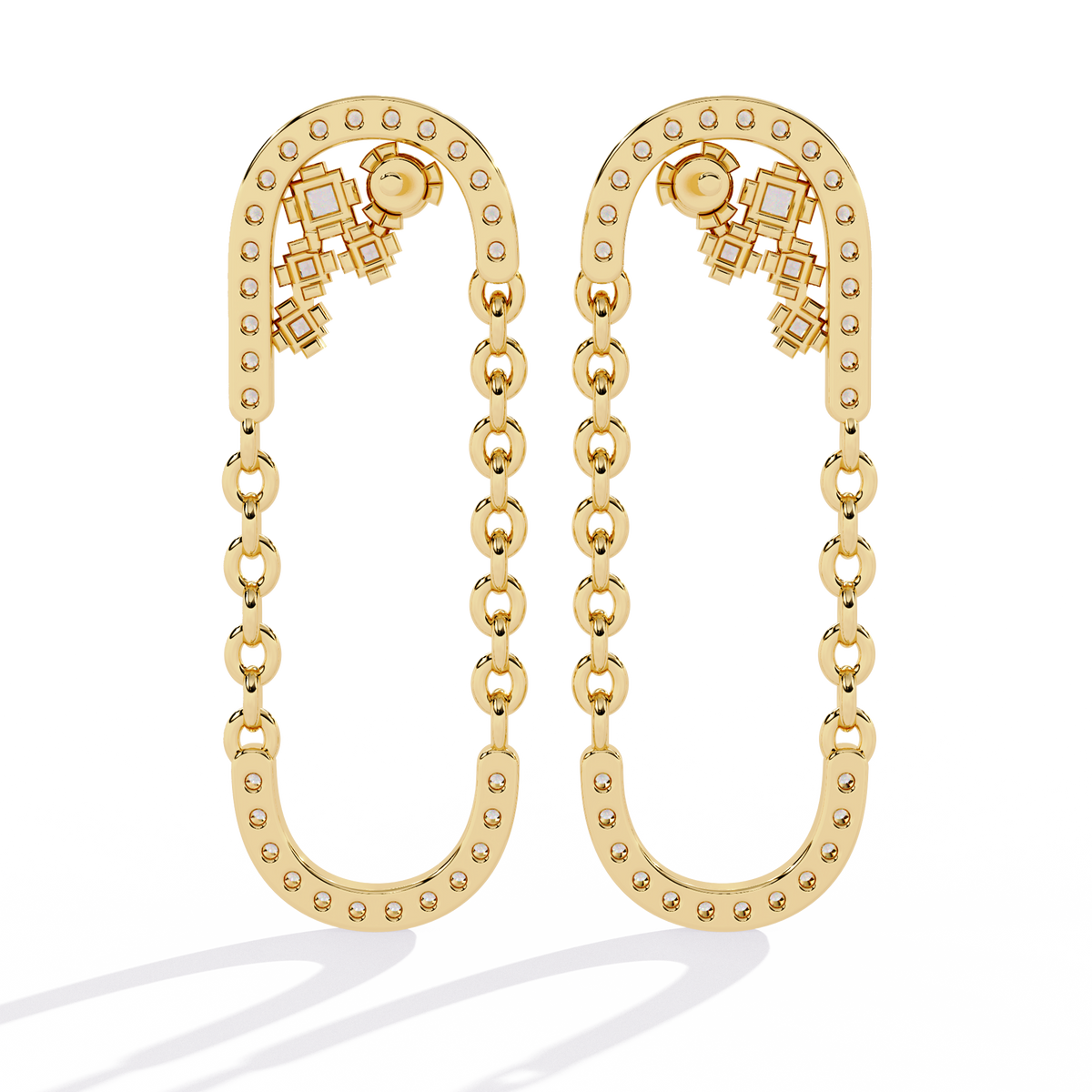 Round And Princess Cut Diamond Antique Floral Chain Dainty Prong Set Timeless Unique Earring Eco Friendly Gift - HIGHCARAT DIAMONDS