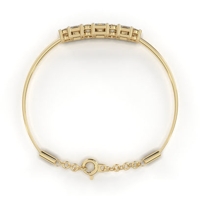 Round And Princess Cut Diamond Dainty Minimalist Perfect Stunning 7 Stone Wedding Bangle Bracelet  Gift For Her - HIGHCARAT DIAMONDS
