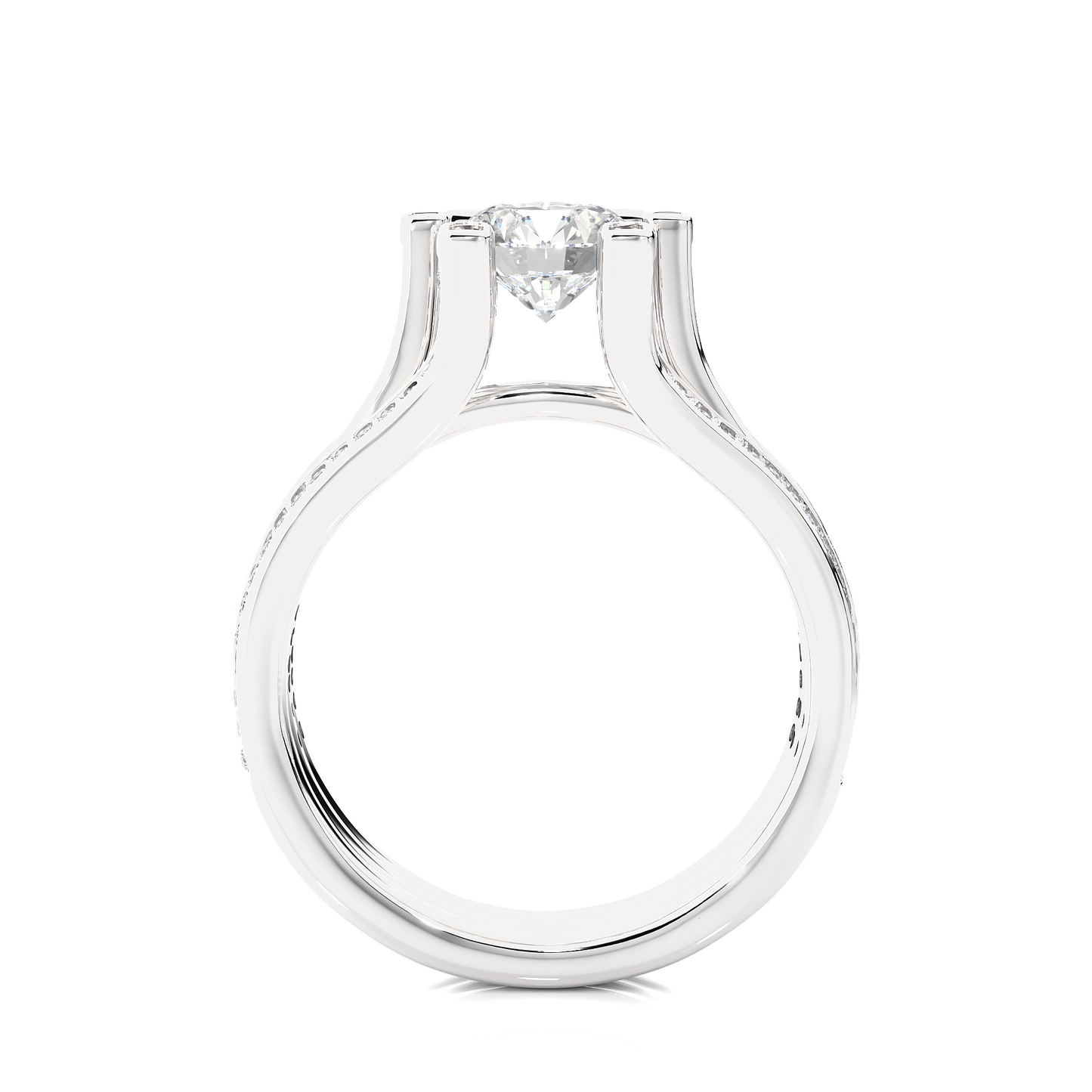 Round Brilliant Cut Lab Grown Diamond Ring, 18K Solid Gold Split Shank Ring In Wedding Special For Bridals - HIGHCARAT DIAMONDS