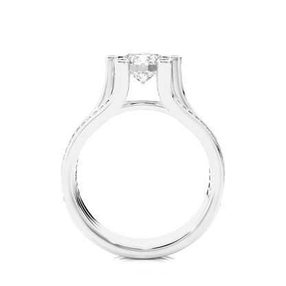 Round Brilliant Cut Lab Grown Diamond Ring, 18K Solid Gold Split Shank Ring In Wedding Special For Bridals - HIGHCARAT DIAMONDS