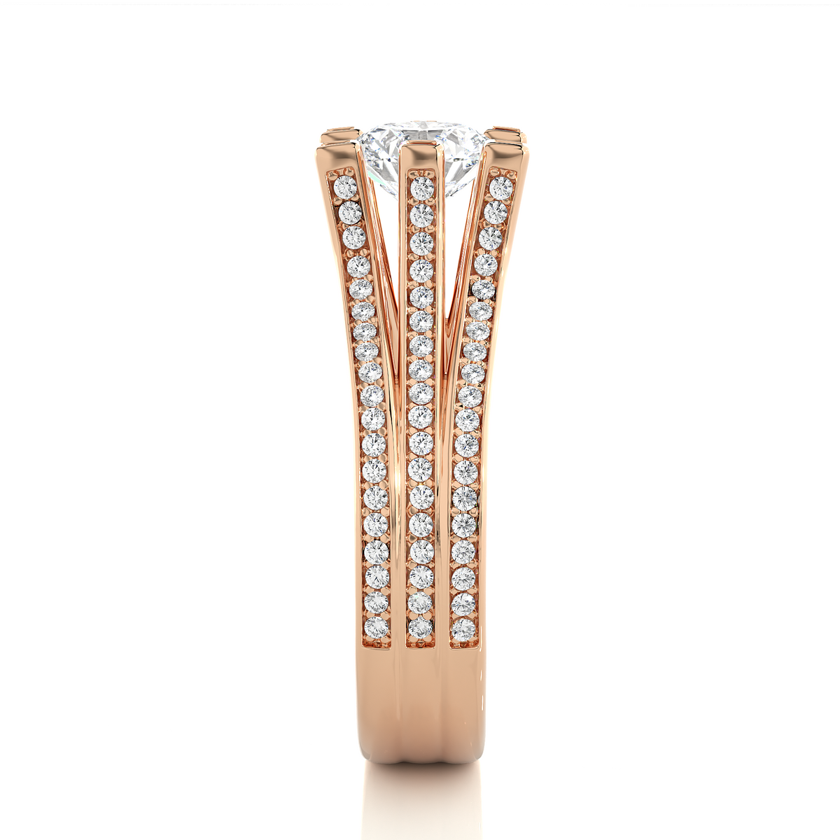 Round Brilliant Cut Lab Grown Diamond Ring, 18K Solid Gold Split Shank Ring In Wedding Special For Bridals - HIGHCARAT DIAMONDS