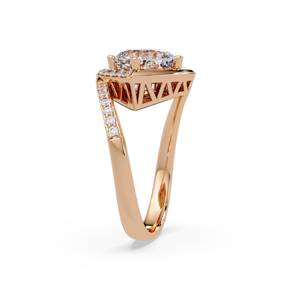 Round Center Cushion Frame Lab Grown Diamond Twist Ring - HIGHCARAT DIAMONDS