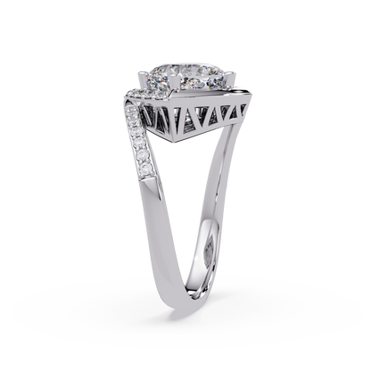 Round Center Cushion Frame Lab Grown Diamond Twist Ring - HIGHCARAT DIAMONDS