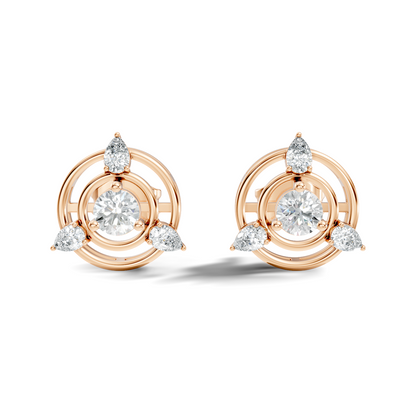 Pear & Round Shape Natural & Lab Grown Diamond 1.16 Ct 14k Solid Gold Classic Diamond Earrings - HIGHCARAT DIAMONDS