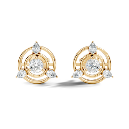 Pear & Round Shape Natural & Lab Grown Diamond 1.16 Ct 14k Solid Gold Classic Diamond Earrings - HIGHCARAT DIAMONDS