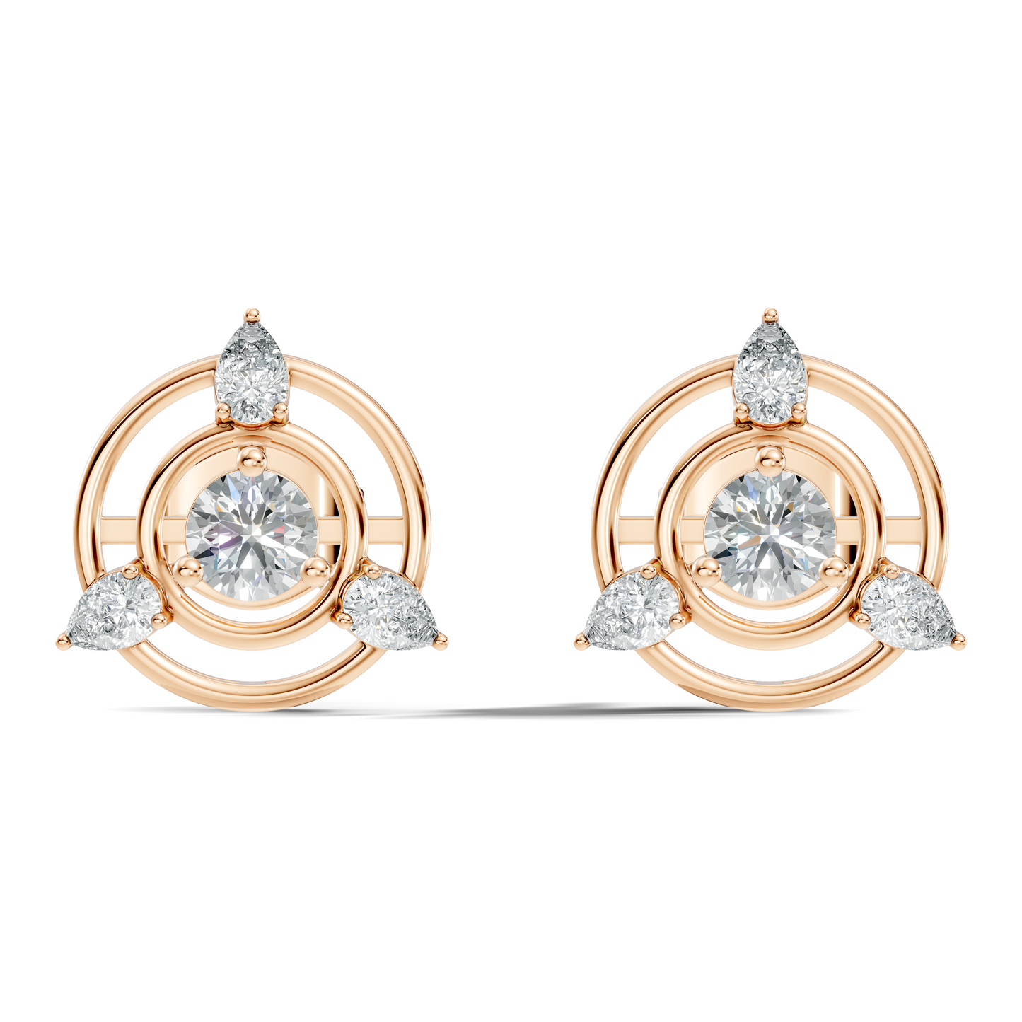 Pear & Round Shape Natural & Lab Grown Diamond 1.16 Ct 14k Solid Gold Classic Diamond Earrings - HIGHCARAT DIAMONDS