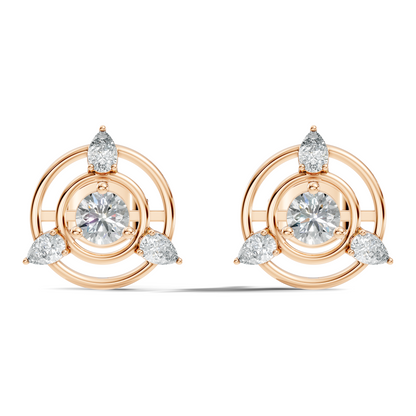 Pear & Round Shape Natural & Lab Grown Diamond 1.16 Ct 14k Solid Gold Classic Diamond Earrings - HIGHCARAT DIAMONDS
