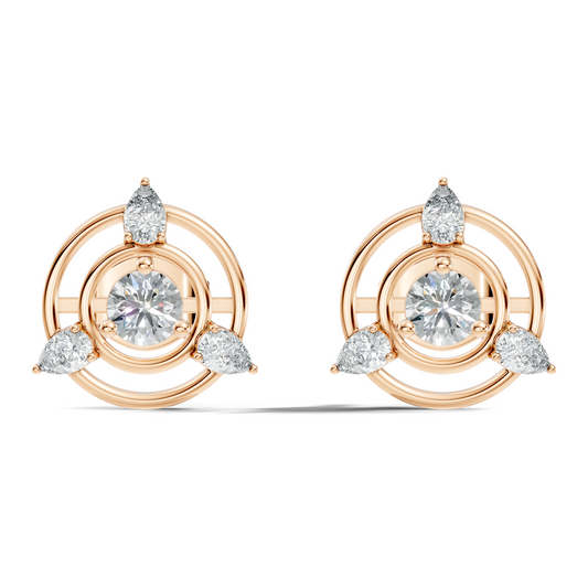 Pear & Round Shape Natural & Lab Grown Diamond 1.16 Ct 14k Solid Gold Classic Diamond Earrings - HIGHCARAT DIAMONDS