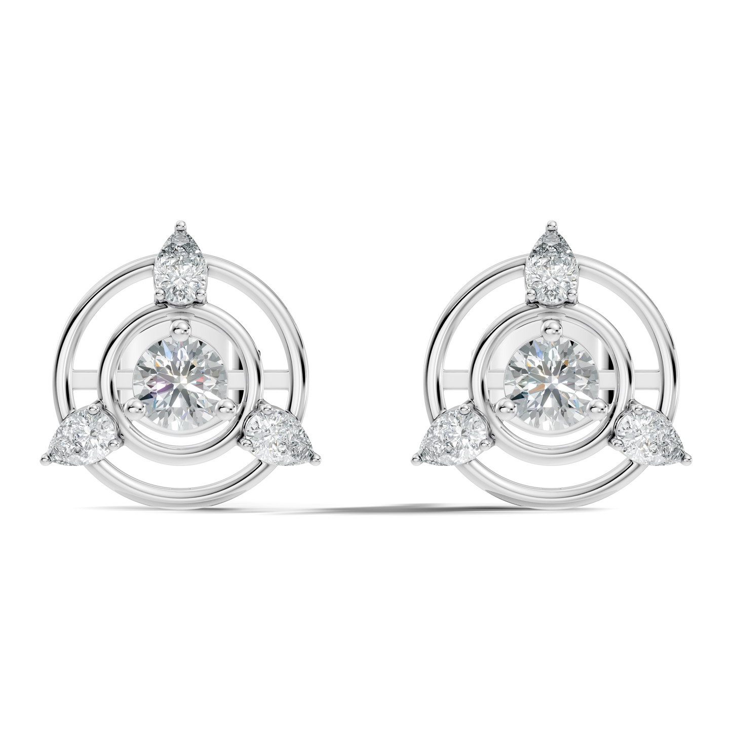 Pear & Round Shape Natural & Lab Grown Diamond 1.16 Ct 14k Solid Gold Classic Diamond Earrings - HIGHCARAT DIAMONDS