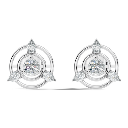 Pear & Round Shape Natural & Lab Grown Diamond 1.16 Ct 14k Solid Gold Classic Diamond Earrings - HIGHCARAT DIAMONDS