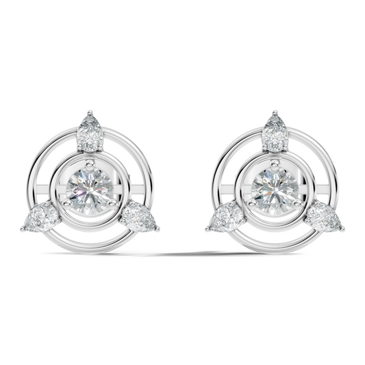 Pear & Round Shape Natural & Lab Grown Diamond 1.16 Ct 14k Solid Gold Classic Diamond Earrings - HIGHCARAT DIAMONDS