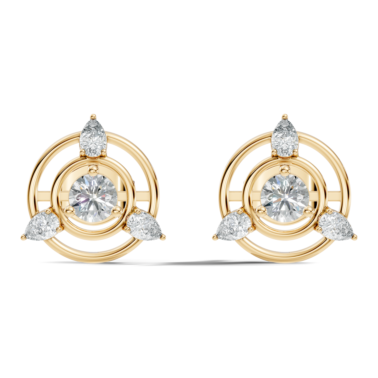 Pear & Round Shape Natural & Lab Grown Diamond 1.16 Ct 14k Solid Gold Classic Diamond Earrings - HIGHCARAT DIAMONDS