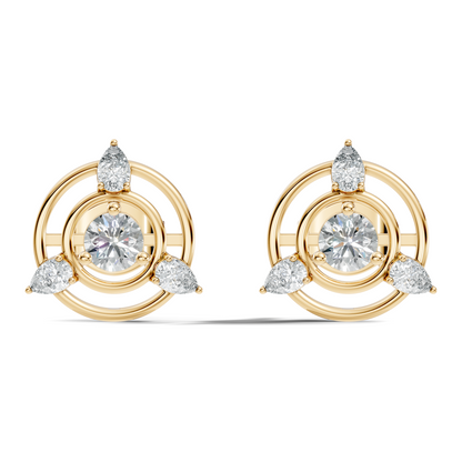 Pear & Round Shape Natural & Lab Grown Diamond 1.16 Ct 14k Solid Gold Classic Diamond Earrings - HIGHCARAT DIAMONDS