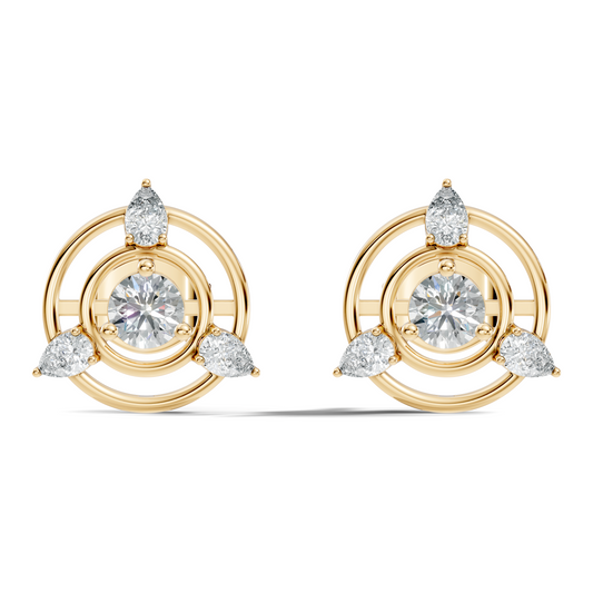 Pear & Round Shape Natural & Lab Grown Diamond 1.16 Ct 14k Solid Gold Classic Diamond Earrings - HIGHCARAT DIAMONDS