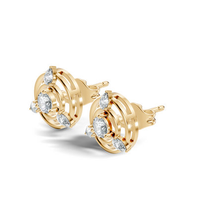 Pear & Round Shape Natural & Lab Grown Diamond 1.16 Ct 14k Solid Gold Classic Diamond Earrings - HIGHCARAT DIAMONDS
