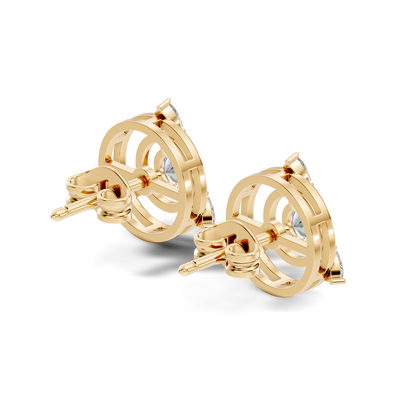 Pear & Round Shape Natural & Lab Grown Diamond 1.16 Ct 14k Solid Gold Classic Diamond Earrings - HIGHCARAT DIAMONDS