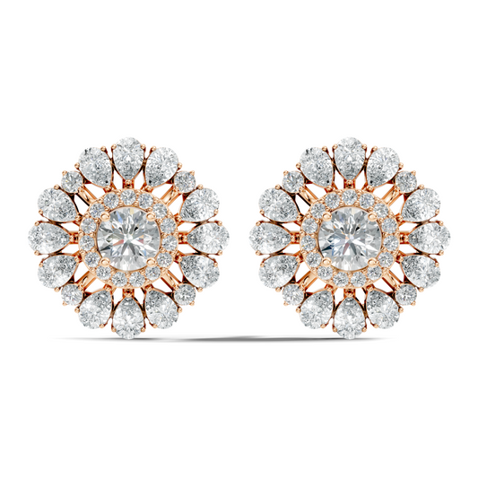 Women's 3.96 Ct Pear & Round Cut  Labgrown  Diamond Stud Earrings In 18K White Gold - HIGHCARAT DIAMONDS