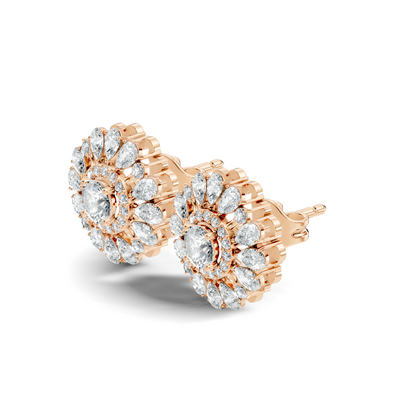 Women's 3.96 Ct Pear & Round Cut  Labgrown  Diamond Stud Earrings In 18K White Gold - HIGHCARAT DIAMONDS