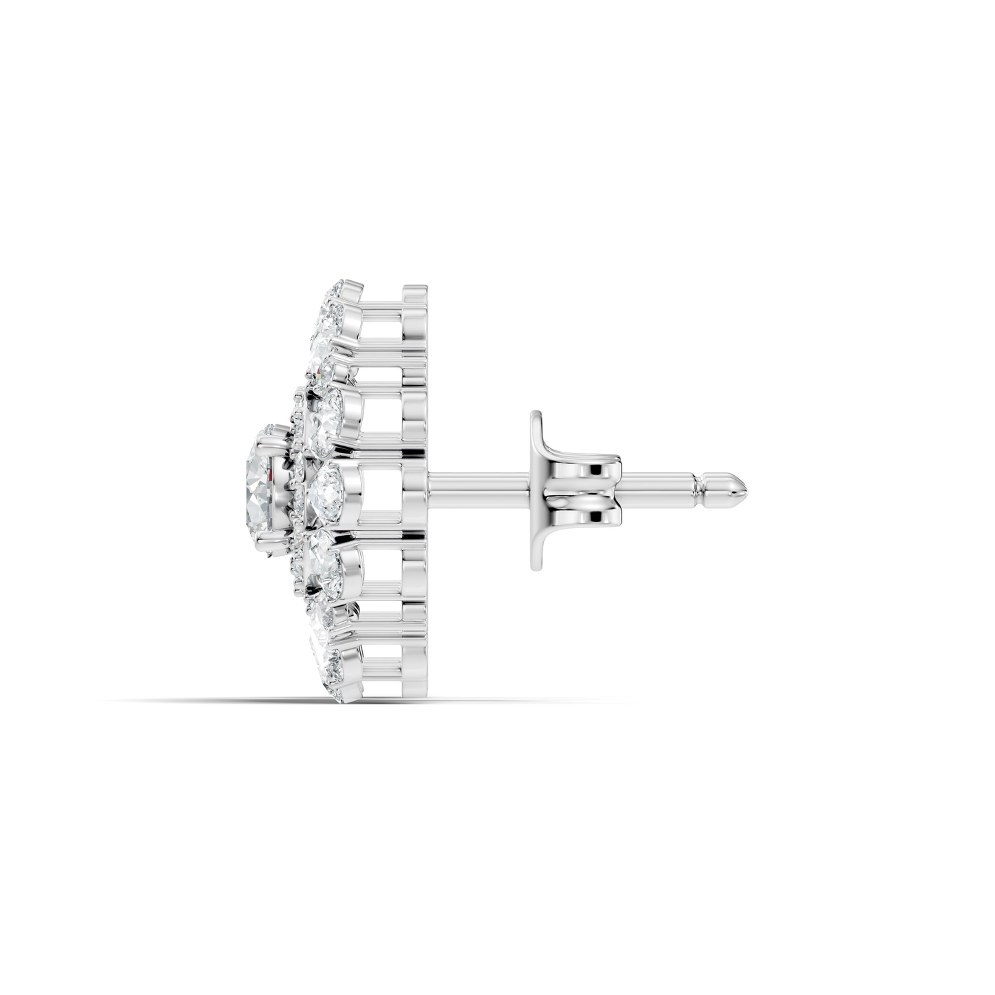 Women's 3.96 Ct Pear & Round Cut  Labgrown  Diamond Stud Earrings In 18K White Gold - HIGHCARAT DIAMONDS