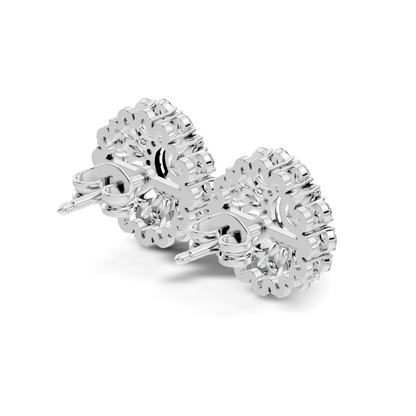 Women's 3.96 Ct Pear & Round Cut  Labgrown  Diamond Stud Earrings In 18K White Gold - HIGHCARAT DIAMONDS