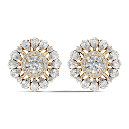 Women's 3.96 Ct Pear & Round Cut  Labgrown  Diamond Stud Earrings In 18K White Gold - HIGHCARAT DIAMONDS