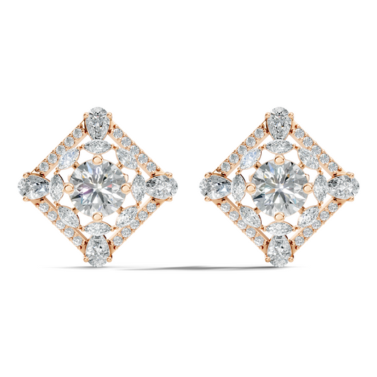 3.78 CT Pear Or Marquise Lab-Grown Diamond Stud Earrings In 14K Solid Gold - HIGHCARAT DIAMONDS