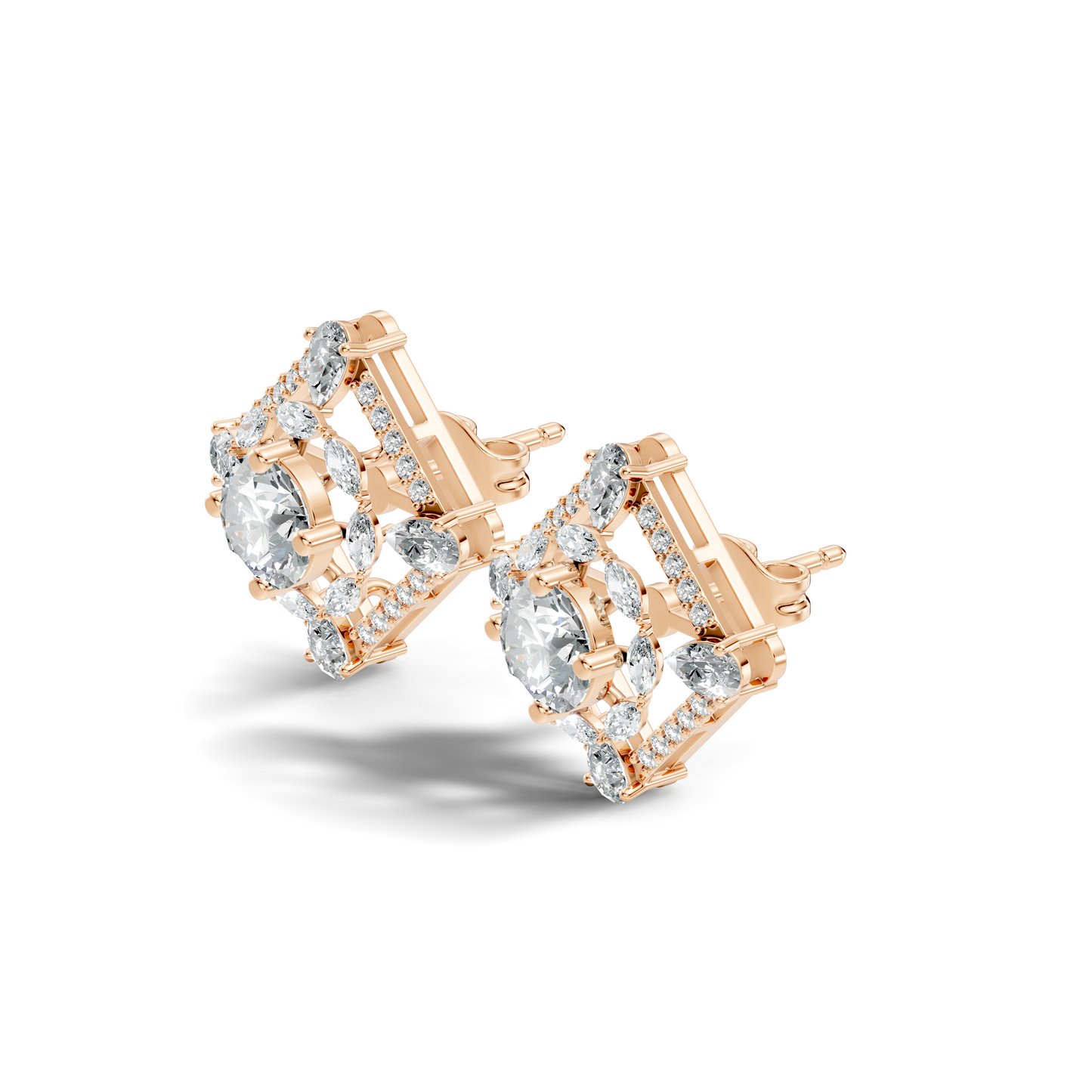 3.78 CT Pear Or Marquise Lab-Grown Diamond Stud Earrings In 14K Solid Gold - HIGHCARAT DIAMONDS