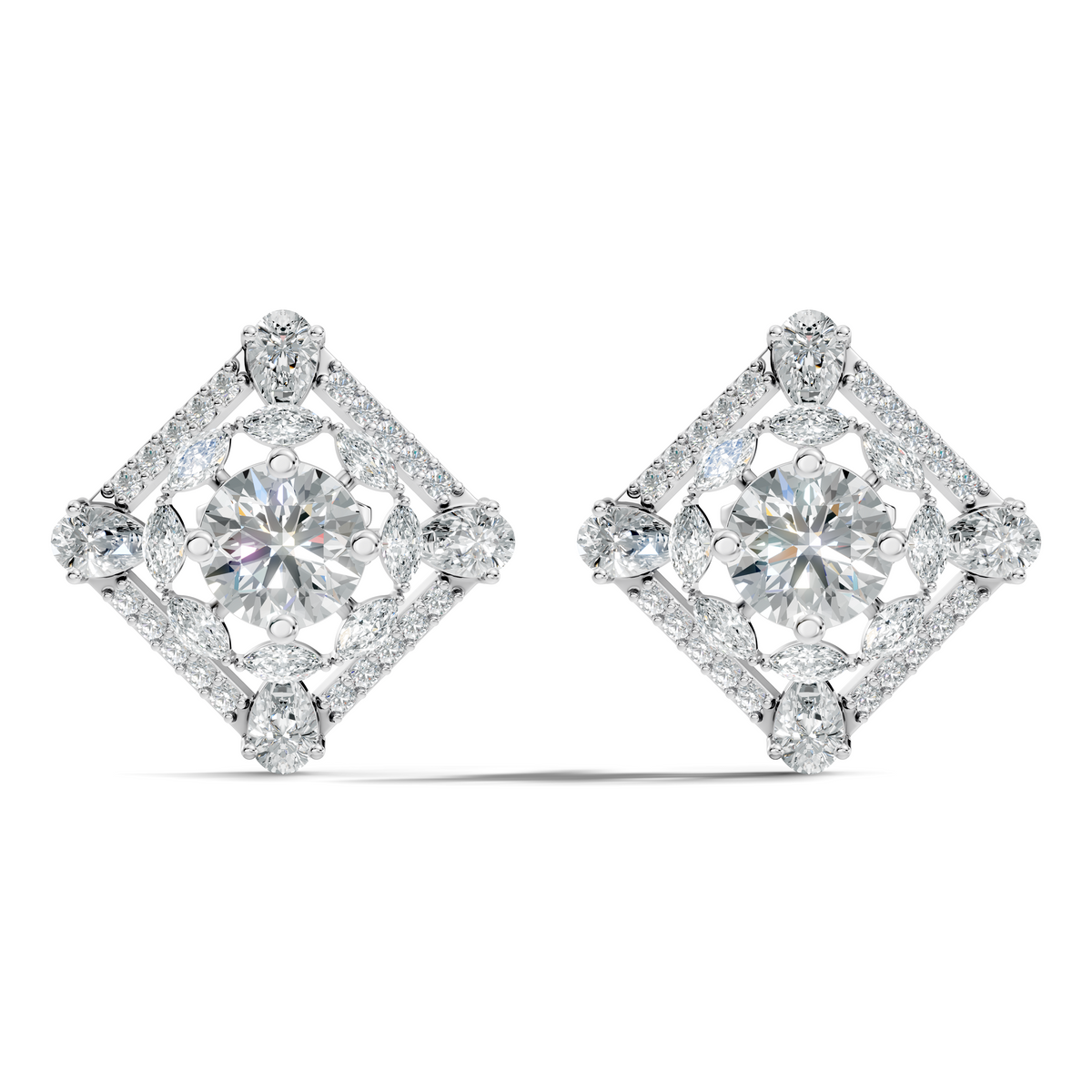 3.78 CT Pear Or Marquise Lab-Grown Diamond Stud Earrings In 14K Solid Gold - HIGHCARAT DIAMONDS
