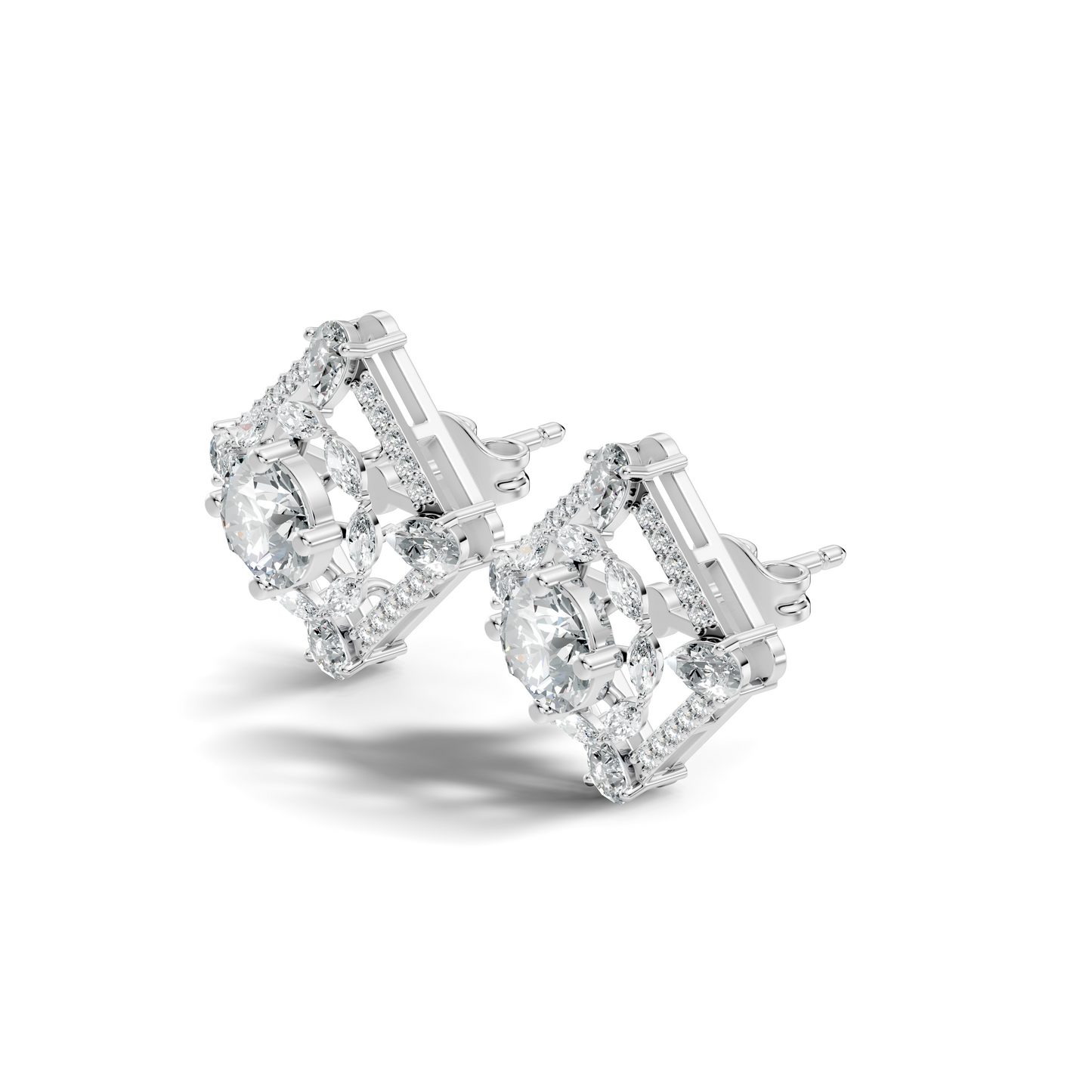 3.78 CT Pear Or Marquise Lab-Grown Diamond Stud Earrings In 14K Solid Gold - HIGHCARAT DIAMONDS