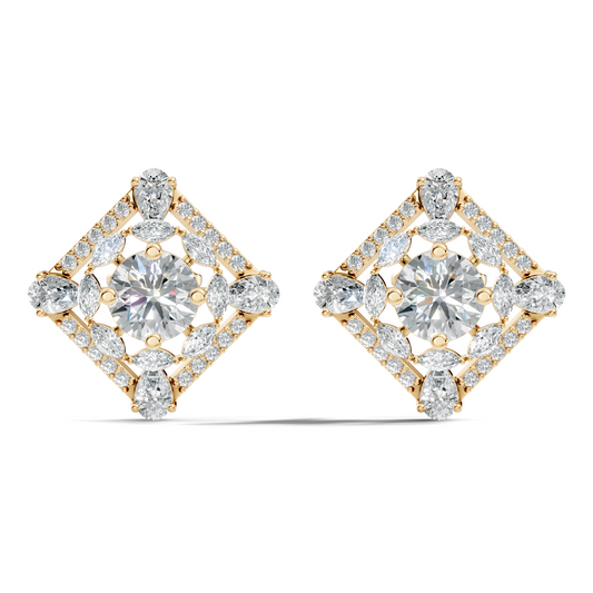 3.78 CT Pear Or Marquise Lab-Grown Diamond Stud Earrings In 14K Solid Gold - HIGHCARAT DIAMONDS
