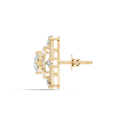 3.78 CT Pear Or Marquise Lab-Grown Diamond Stud Earrings In 14K Solid Gold - HIGHCARAT DIAMONDS