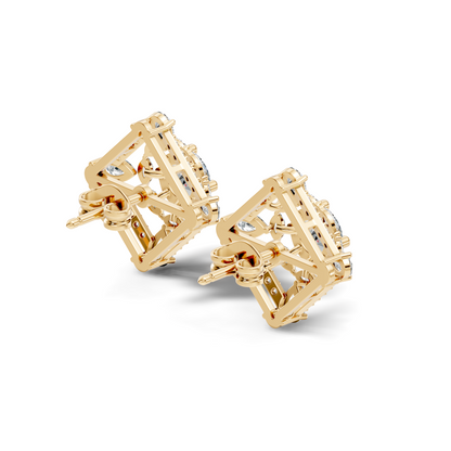 3.78 CT Pear Or Marquise Lab-Grown Diamond Stud Earrings In 14K Solid Gold - HIGHCARAT DIAMONDS