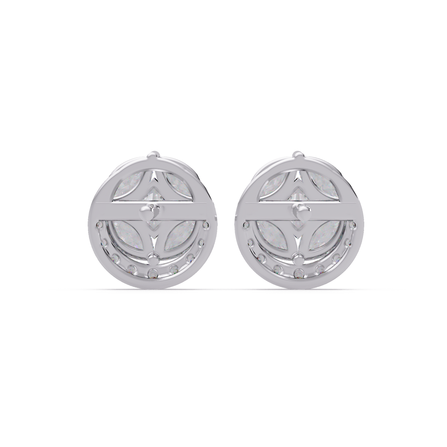 Round Cluster Lab Grown Diamond Stud Halo Earrings - HIGHCARAT DIAMONDS