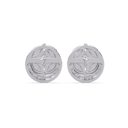 Round Cluster Lab Grown Diamond Stud Halo Earrings - HIGHCARAT DIAMONDS