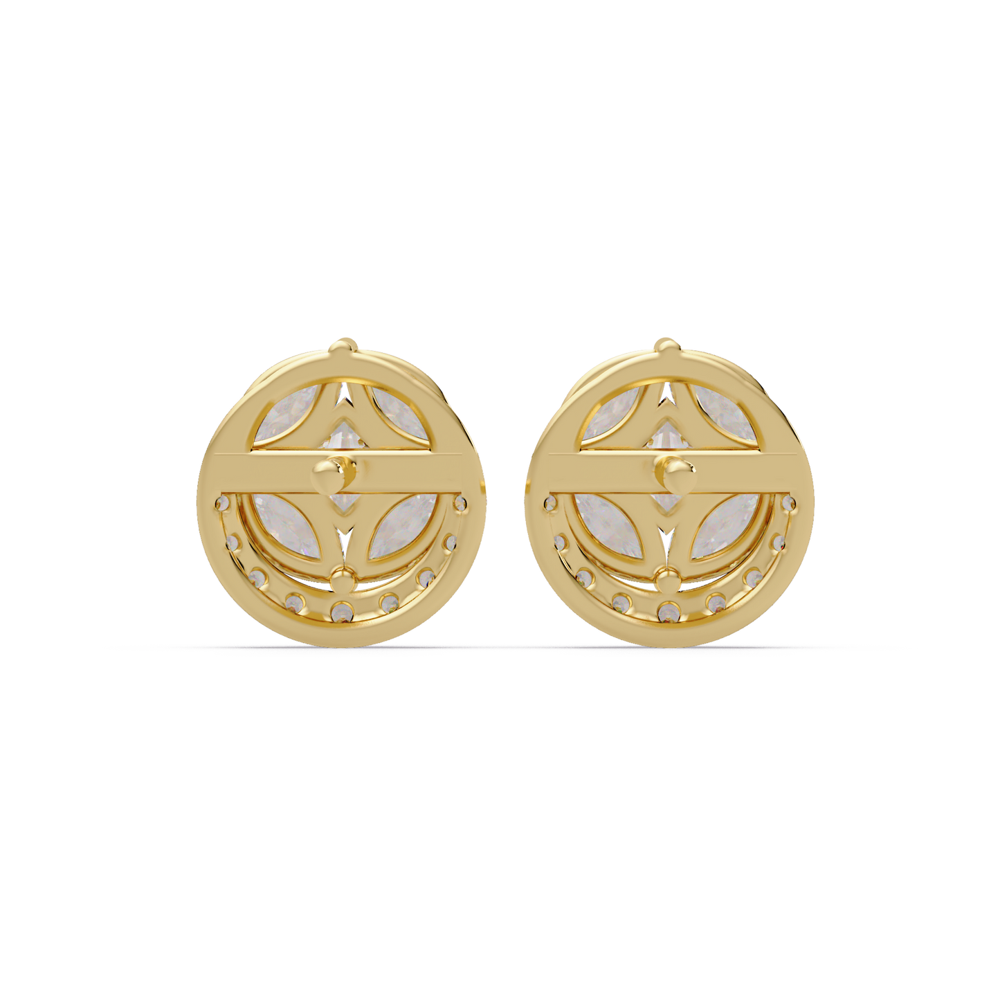 Round Cluster Lab Grown Diamond Stud Halo Earrings - HIGHCARAT DIAMONDS