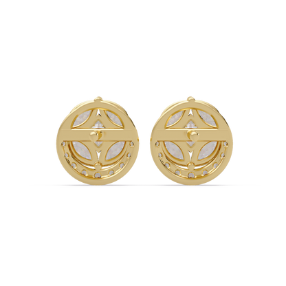 Round Cluster Lab Grown Diamond Stud Halo Earrings - HIGHCARAT DIAMONDS