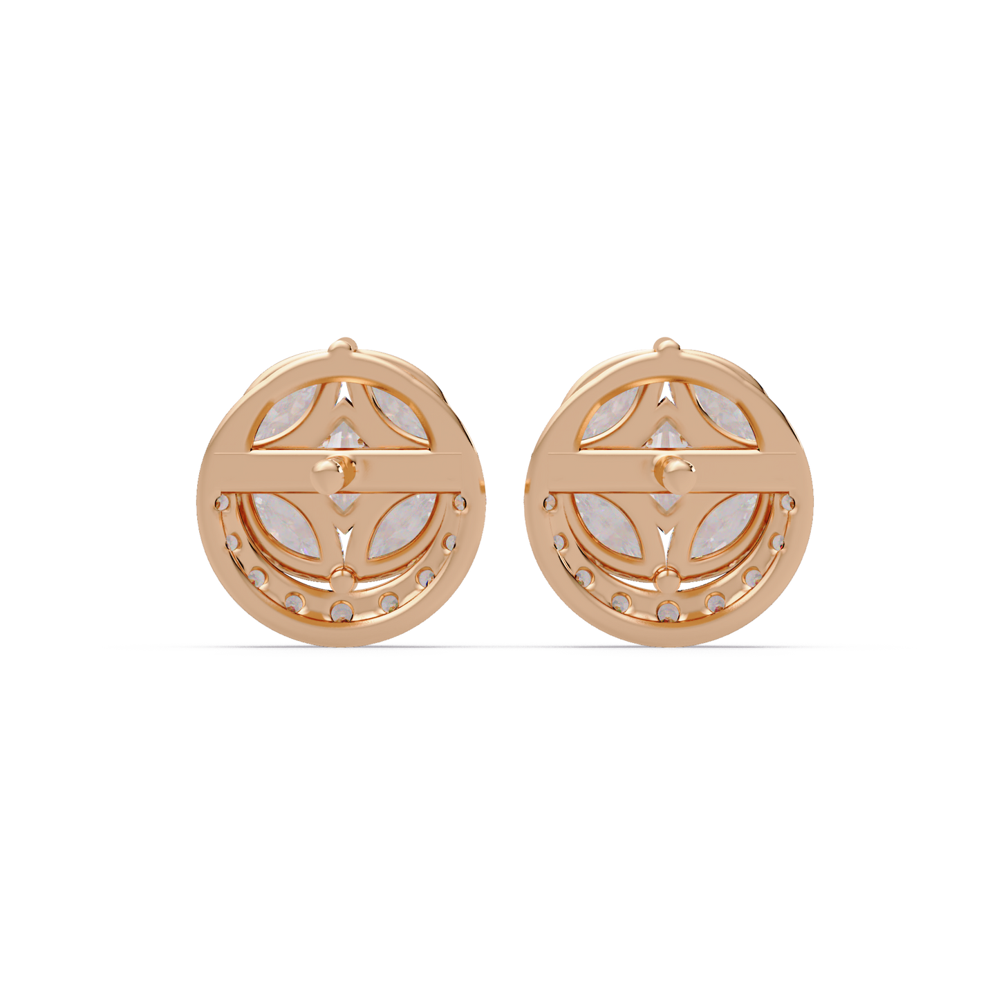 Round Cluster Lab Grown Diamond Stud Halo Earrings - HIGHCARAT DIAMONDS